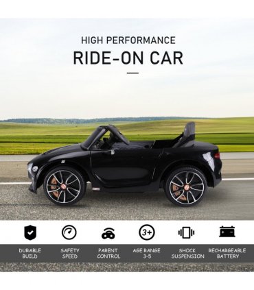 Electric Ride-on Car w/ LED Lights Music Parental Remote Control Black