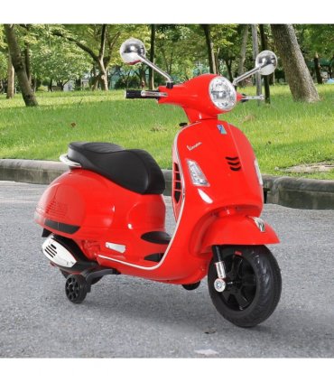 Kids Ride On Licensed Vespa Motorcycle 6V Boys Girls Music LED Lights