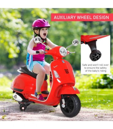 Kids Ride On Licensed Vespa Motorcycle 6V Boys Girls Music LED Lights