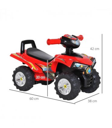 Kids Ride On Quads Red 60Lx38Wx42H (cm) LED Lights Horn Music 4 Wheels