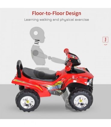 Kids Ride On Quads Red 60Lx38Wx42H (cm) LED Lights Horn Music 4 Wheels