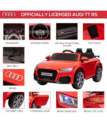12V Battery Licensed Audi TT Ride On Car w/ Remote Headlight MP3 Red