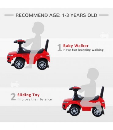 3-in-1 Ride On Car Foot To Floor Slider Toddler w/ Horn Steering Red