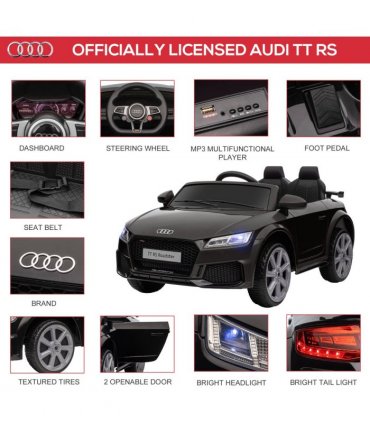 12V Battery Licensed Audi TT Ride On Car w/ Remote Headlight MP3 Black