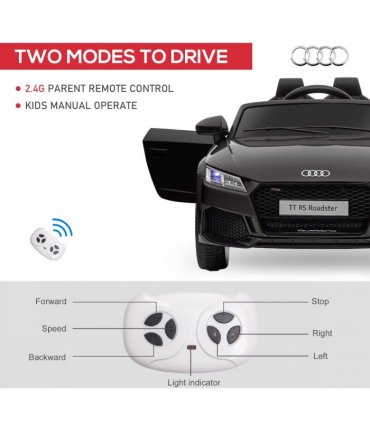 12V Battery Licensed Audi TT Ride On Car w/ Remote Headlight MP3 Black