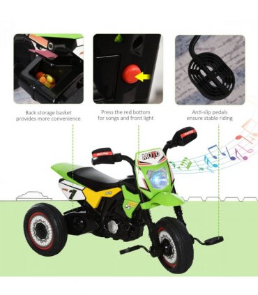 Toddler Pedal Tricycle Ride-On Learning Music Lights 18-36 Months Green