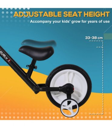 Kids Balance Training Bike Toy w/ Stabilizers For Child 2-5 Years Black