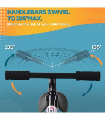 Kids Balance Training Bike Toy w/ Stabilizers For Child 2-5 Years Black