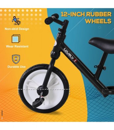 Kids Balance Training Bike Toy w/ Stabilizers For Child 2-5 Years Black
