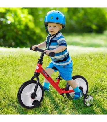 Kids Balance Training Bike Toy w/ Stabilizers For Child 2-5 Years Red HOMCOM