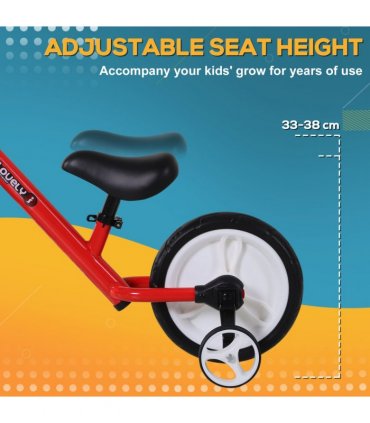 Kids Balance Training Bike Toy w/ Stabilizers For Child 2-5 Years Red HOMCOM