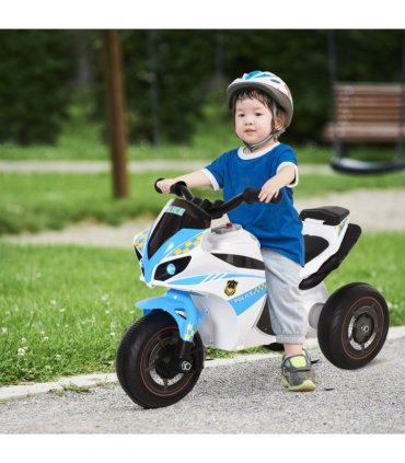 HOMCOM Kids Ride-On Police Bike 3-Wheel Vehicle w/ Music Lights 18-36 Mths