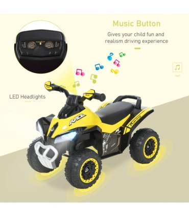 Ride-on Car Yellow 4 Wheel Quad Toddler Ride on Car 44H x 67.5L x 38Wcm