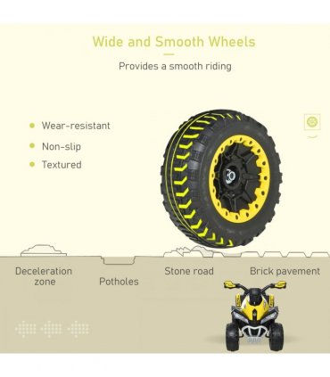 Ride-on Car Yellow 4 Wheel Quad Toddler Ride on Car 44H x 67.5L x 38Wcm