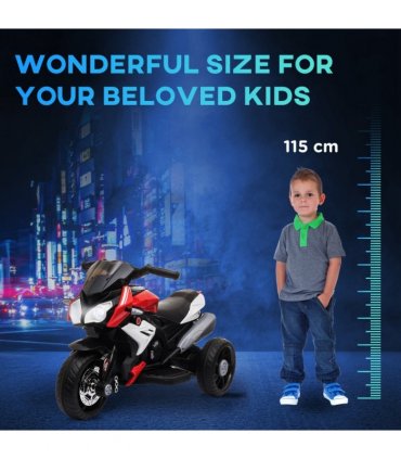 Kids Electric Motorcycle Ride-On Toy 6V Battery Music Horn Lights Red HOMCOM