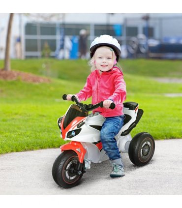 Kids Ride-On Police Bike 3-Wheel Vehicle w/ Music Lights White 48H x 74L x 39Wcm