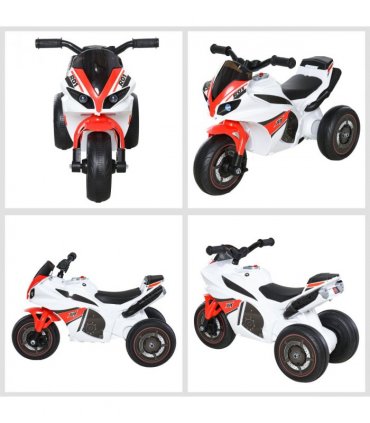 Kids Ride-On Police Bike 3-Wheel Vehicle w/ Music Lights White 48H x 74L x 39Wcm