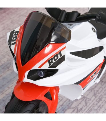 Kids Ride-On Police Bike 3-Wheel Vehicle w/ Music Lights White 48H x 74L x 39Wcm