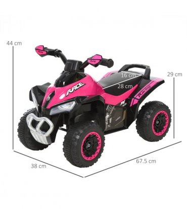 Quad Toddler Ride-on Car Pink 44H x 67.5L x 38Wcm Seat 3H x 28L x 16Wcm