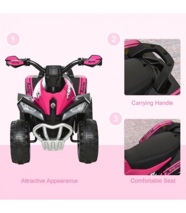 Quad Toddler Ride-on Car Pink 44H x 67.5L x 38Wcm Seat 3H x 28L x 16Wcm