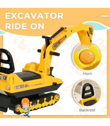 Excavator Toy Yellow PP 20.00 x 37.00 x 29.00 Ride On Digger Movable Walker