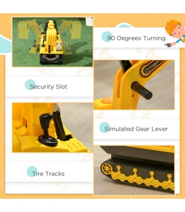 Excavator Toy Yellow PP 20.00 x 37.00 x 29.00 Ride On Digger Movable Walker