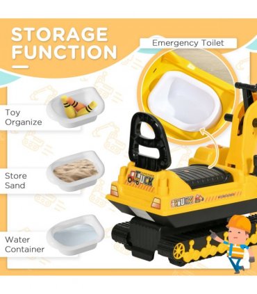 Excavator Toy Yellow PP 20.00 x 37.00 x 29.00 Ride On Digger Movable Walker