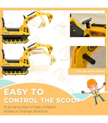 Excavator Toy Yellow PP 20.00 x 37.00 x 29.00 Ride On Digger Movable Walker