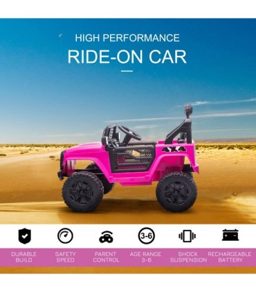 12V Kids Electric Ride On Car Truck Off-road Toy W/ Remote Control Pink HOMCOM