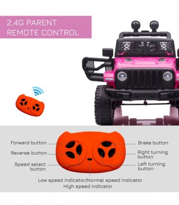 12V Kids Electric Ride On Car Truck Off-road Toy W/ Remote Control Pink HOMCOM