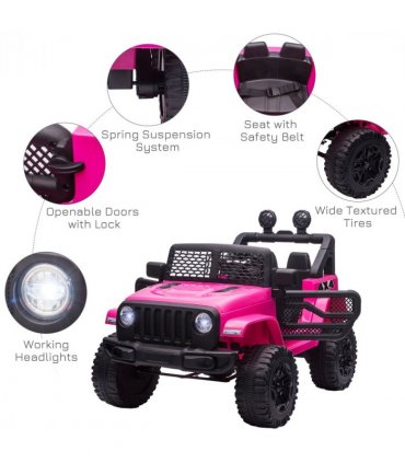 12V Kids Electric Ride On Car Truck Off-road Toy W/ Remote Control Pink HOMCOM