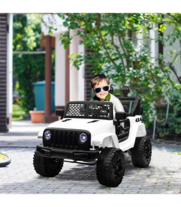 12V Kids Electric Ride On Car Truck Off-road Toy Remote Control White HOMCOM