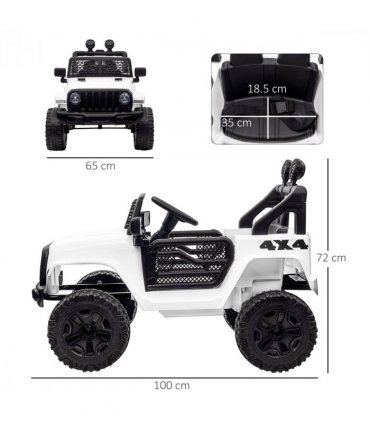 12V Kids Electric Ride On Car Truck Off-road Toy Remote Control White HOMCOM