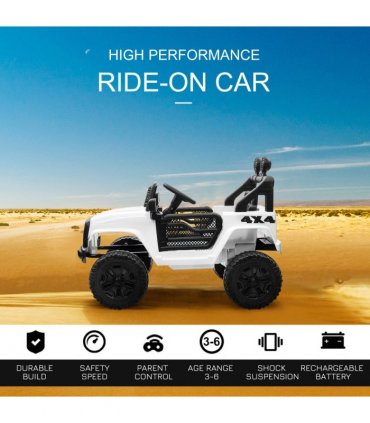 12V Kids Electric Ride On Car Truck Off-road Toy Remote Control White HOMCOM
