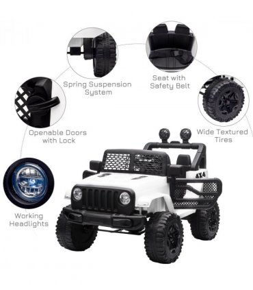 12V Kids Electric Ride On Car Truck Off-road Toy Remote Control White HOMCOM