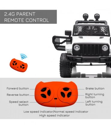 12V Kids Electric Ride On Car Truck Off-road Toy Remote Control White HOMCOM