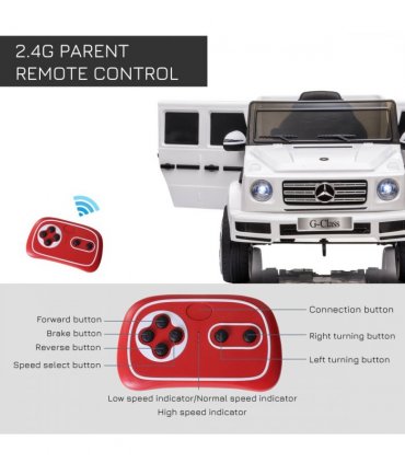 Mercedes Benz G500 12V Kids Electric Ride On Car Remote Control White HOMCOM