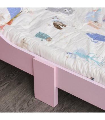 Kids Wooden Princess Crown & Flower Single Bed Safety Side Rails Slats