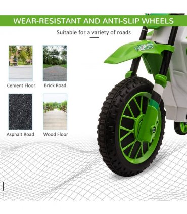 Kids Electric Motorbike 12V Ride-On Motorcycle Training Wheels - Green 3-5 years