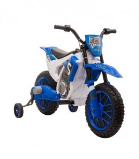 Kids Electric Motorbike Ride-On Motorcycle Training Wheels - Blue 12V 3-5 Years