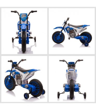 Kids Electric Motorbike Ride-On Motorcycle Training Wheels - Blue 12V 3-5 Years