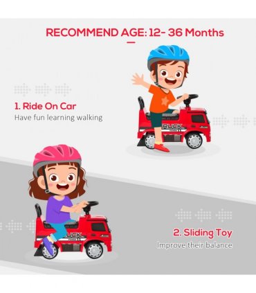 3-in-1 Ride On Car Kids Mercedes Truck Storage for 12 - 36 Months Red