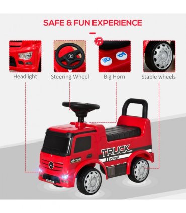 3-in-1 Ride On Car Kids Mercedes Truck Storage for 12 - 36 Months Red