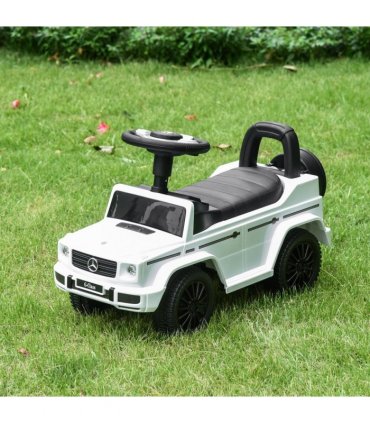 HOMCOM Benz G350 Kids Ride on Sliding Car w/ Under Seat Storage No Power White