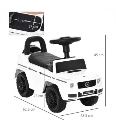 HOMCOM Benz G350 Kids Ride on Sliding Car w/ Under Seat Storage No Power White