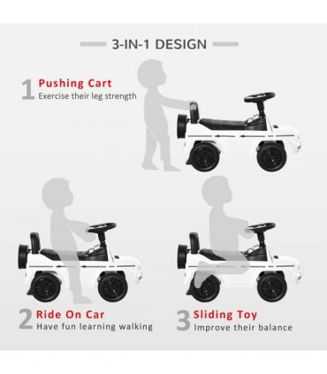 HOMCOM Benz G350 Kids Ride on Sliding Car w/ Under Seat Storage No Power White