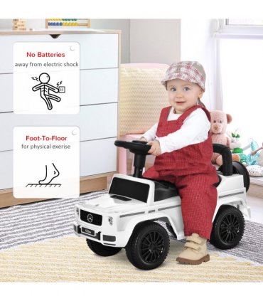 HOMCOM Benz G350 Kids Ride on Sliding Car w/ Under Seat Storage No Power White