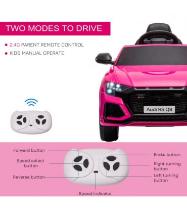Audi RS Q8 6V Kids Electric Ride On Car Toy w/ Remote Control Pink HOMCOM