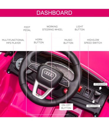 Audi RS Q8 6V Kids Electric Ride On Car Toy w/ Remote Control Pink HOMCOM