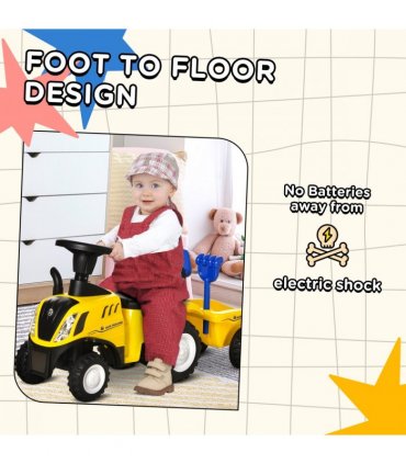 Ride On Tractor Toddler Walker Foot To Floor Slider 12-36 Months Yellow HOMCOM